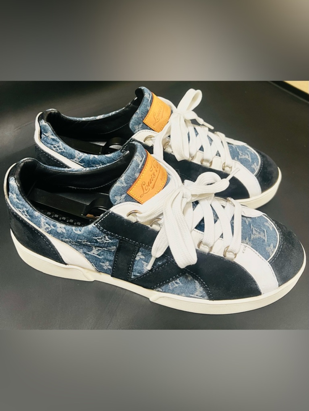 LOUIS VUITTON ICARE BLUE DENIM NAVY SUEDE SNEAKER | SIZE 8.5